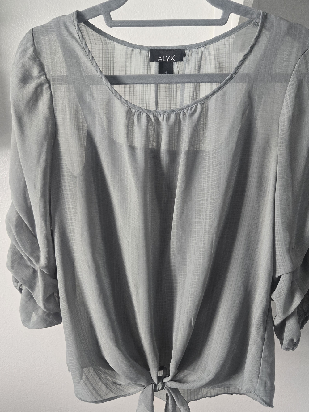 ALYX Women’s Sage Green Sheer Tie-Front Blouse